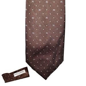 Dolce & Gabbana Cravatte Silk Polka Dots DG Chocolate/Brown Tie